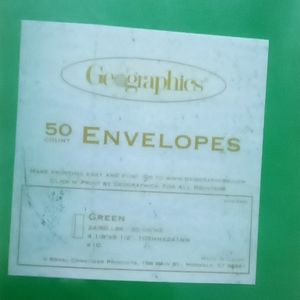 2/$15 Green #10 Envelopes 50 Ct Geographics